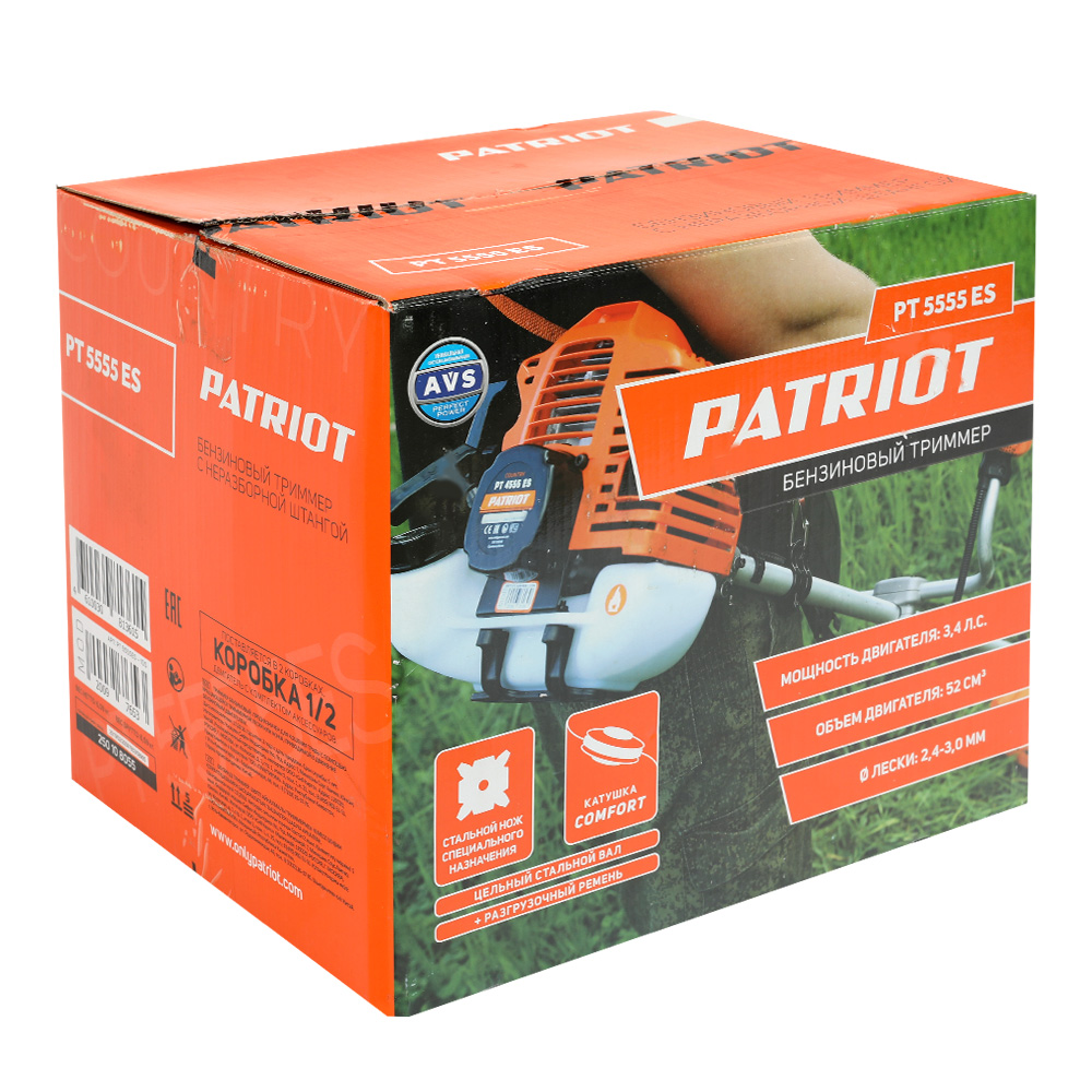 Триммер бензиновый Patriot PT 5555ES Country (неразборная штанга) 250108055